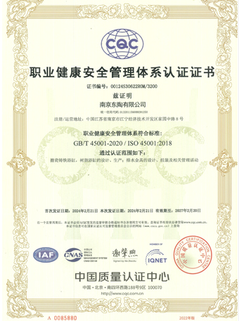 南京3118.c云顶有限公司 ISO45001认证证书
